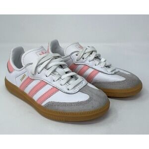 Adidas Samba OG Kids Sneakers Size 11K Cloud White Pink Spark Lace Up Athletic